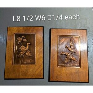 Pair Signed Bruce Fox Hand Worked Copper Duck Wall Art Mid-Century Modern